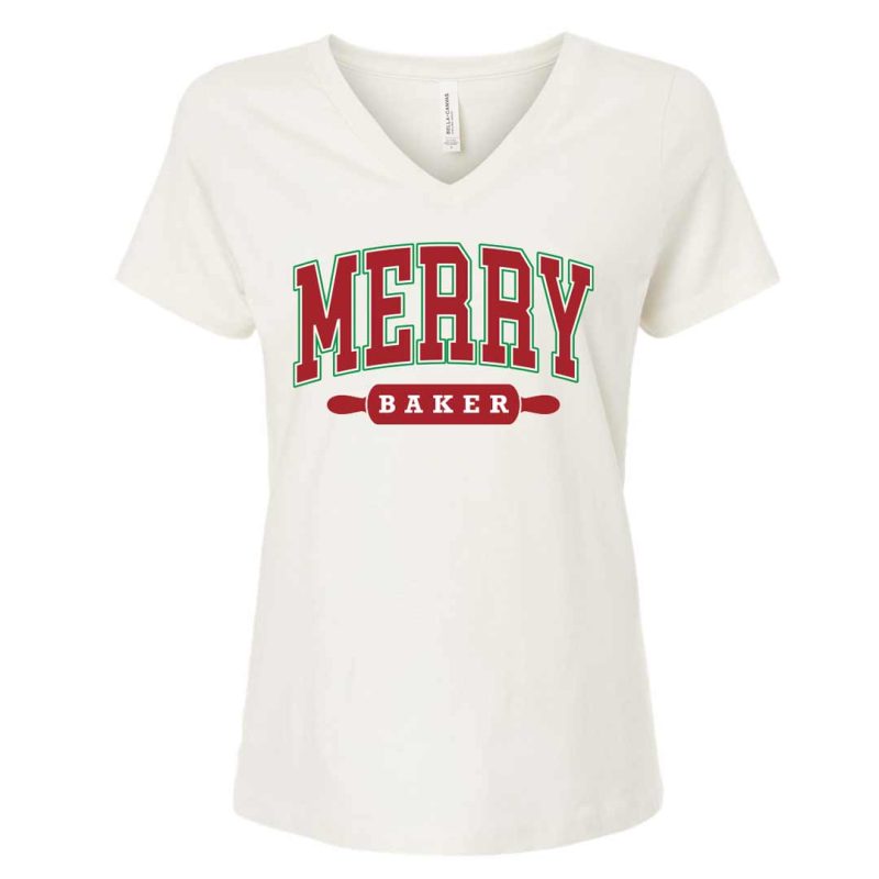 merry baker vneck white