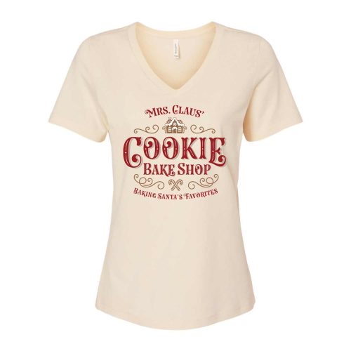 mrs claus cookie bake shop natural vneck