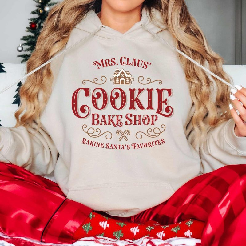 mrs claus cookie bake shop sand hoodie