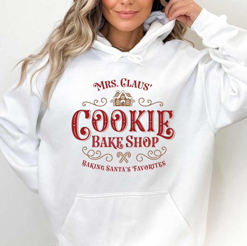 mrs claus cookie bake shop white hoodie