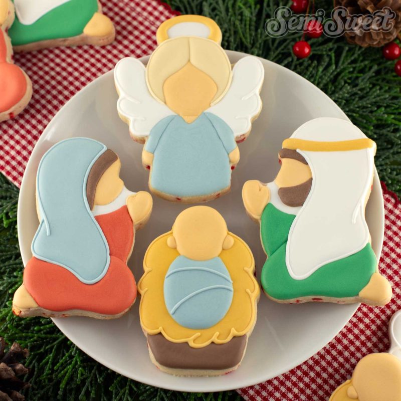 nativity cookie set square