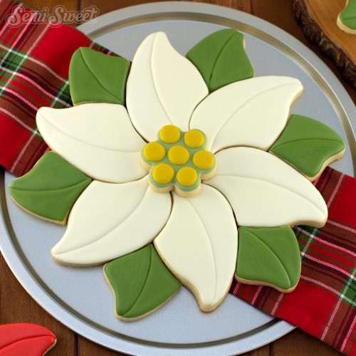 poinsettia cookie platter white square