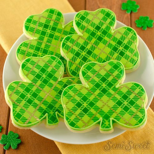 quad plaid shamrock cookie