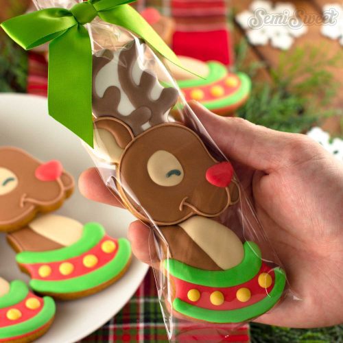 reindeer head cookie mini square