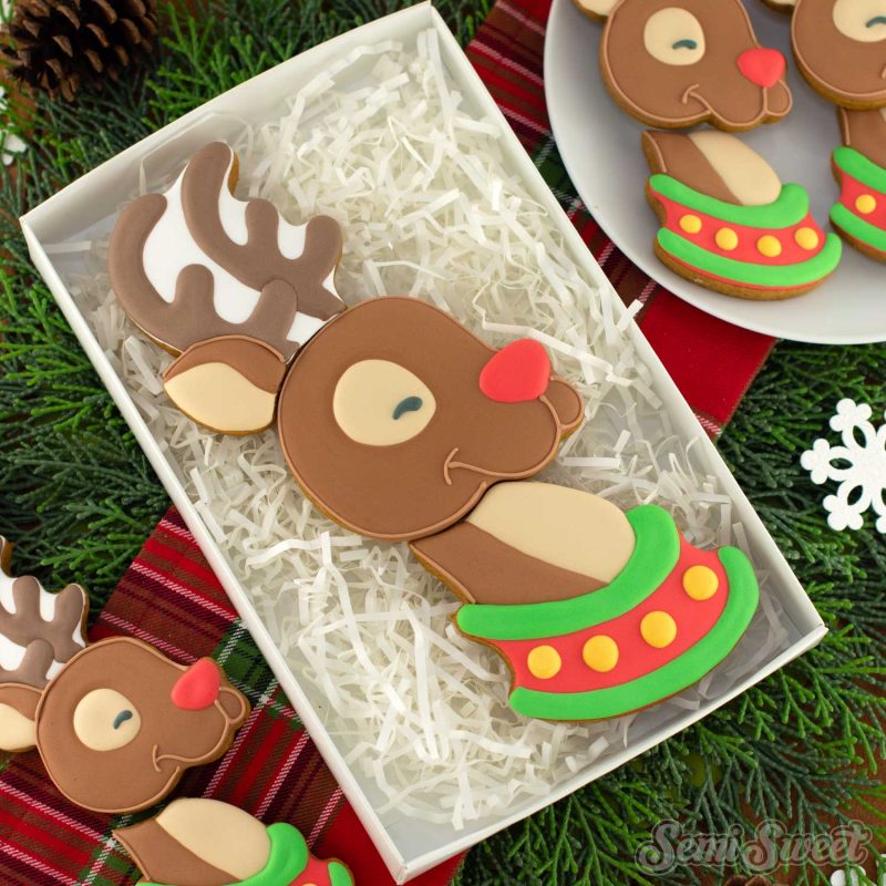 reindeer head cookie reg square