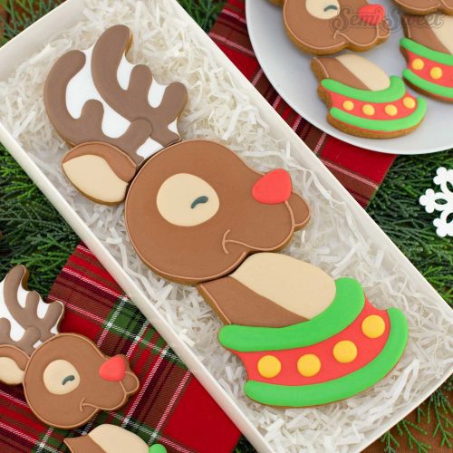 reindeer head cookie set square