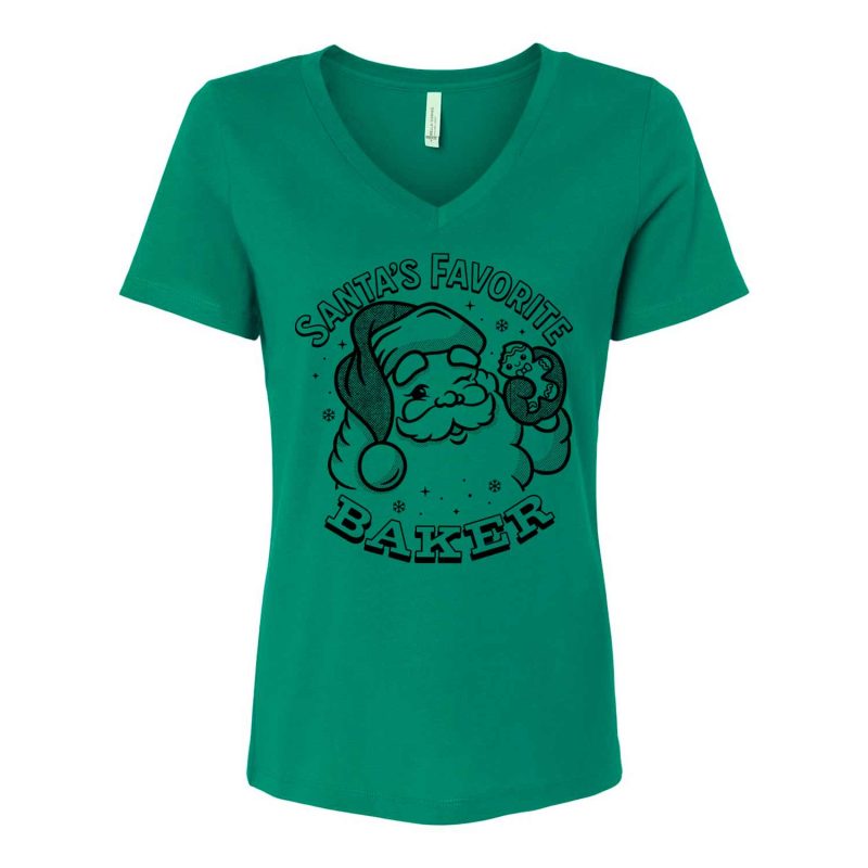 santas favorite baker kelly green vneck