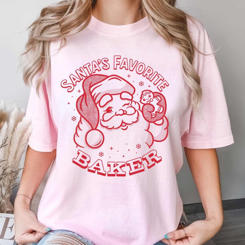 santas favorite baker light pink crew