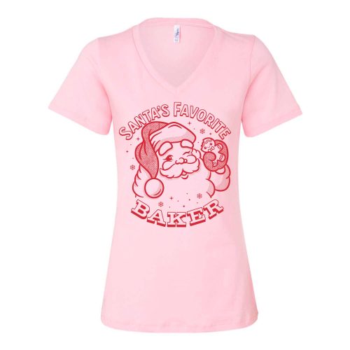 santas favorite baker light pink vneck