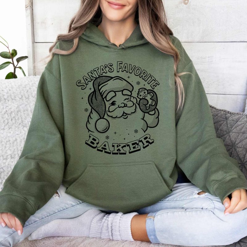 santas favorite baker military green hoodie