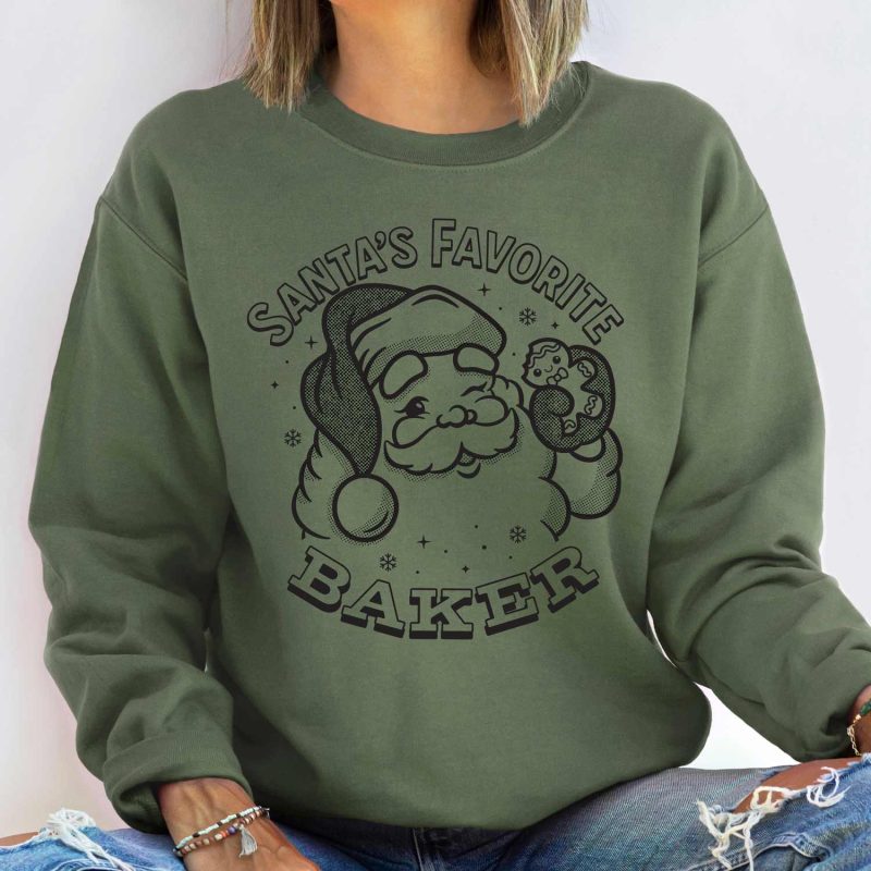 santas favorite baker military green sweatshirt