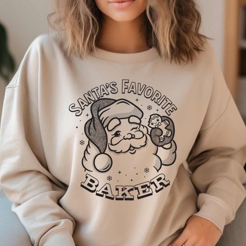 santas favorite baker sand black sweatshirt