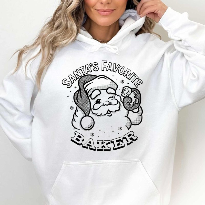 santas favorite baker white black hoodie