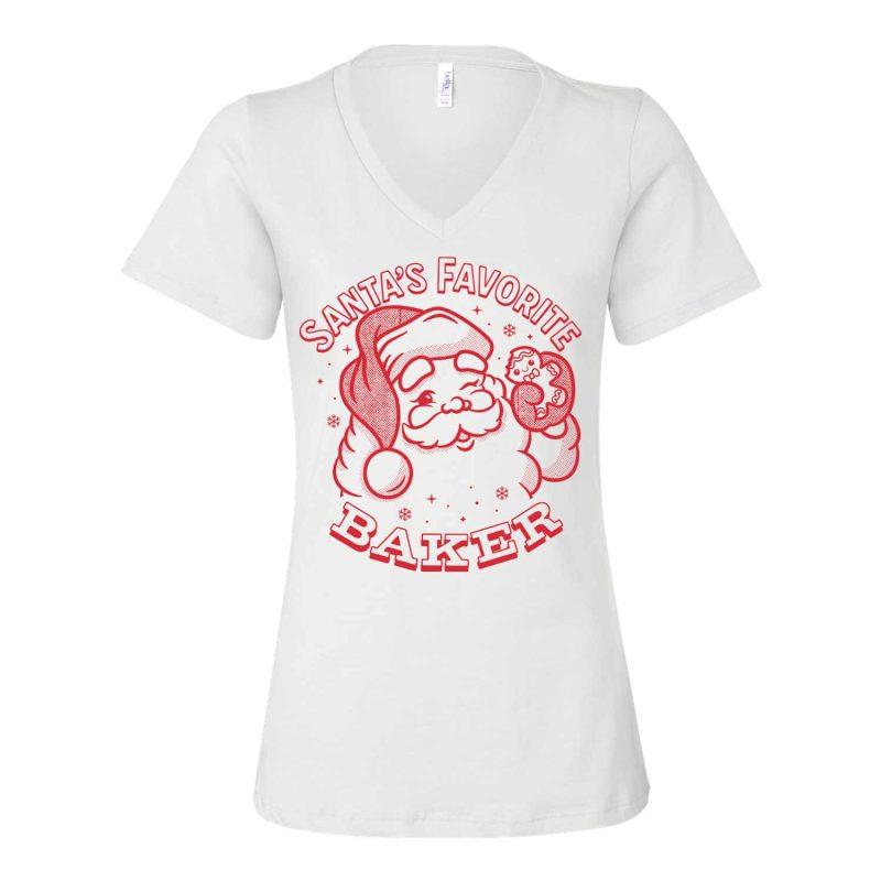 santas favorite baker white red vneck