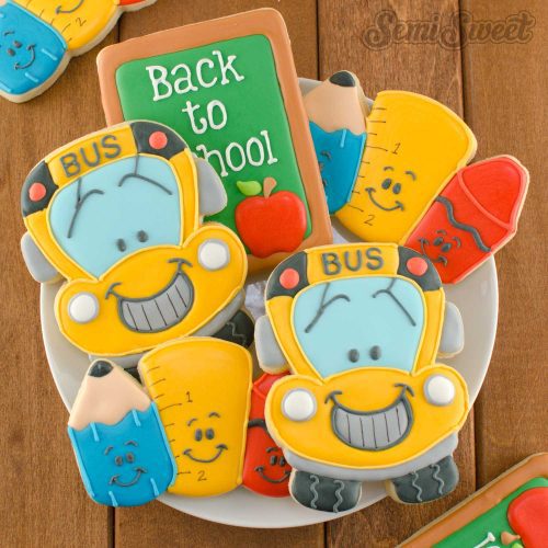 school bus cookies square