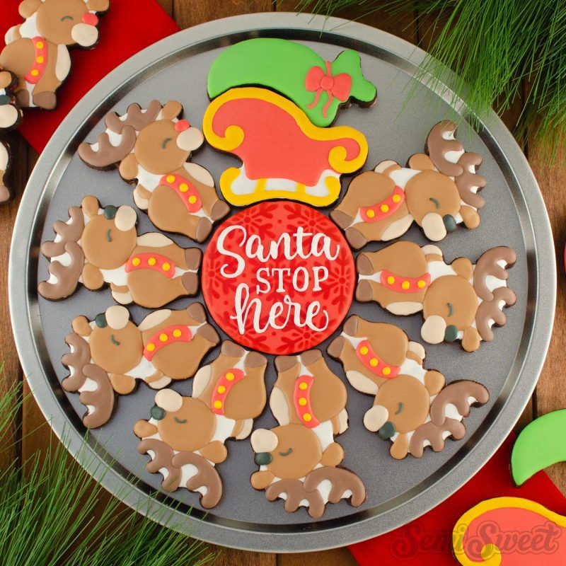 sleigh reindeer cookie platter