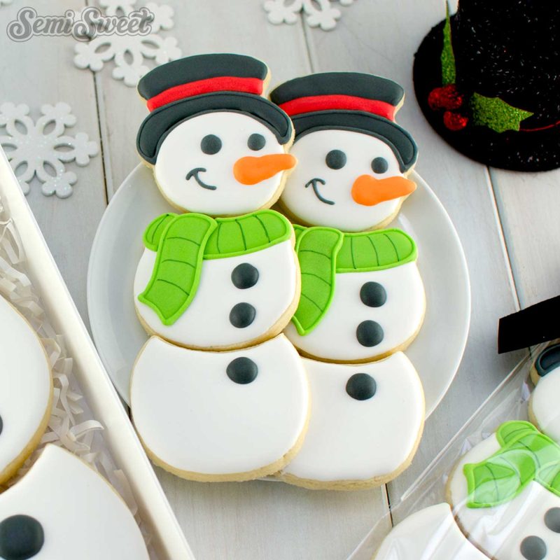 snowman cookie set square