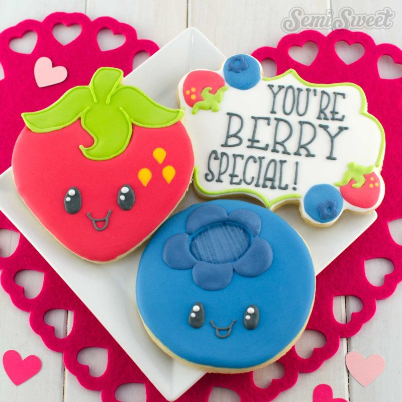 strawberry blueberry cookies plate