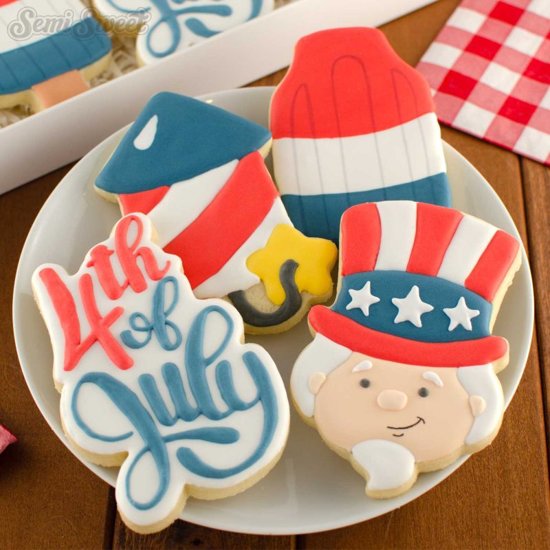 thin 4th of July cookies set square