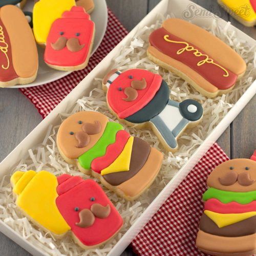 thin barbecue cookie set square