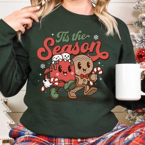 tis the season cocoa mug ginger G180 forest green