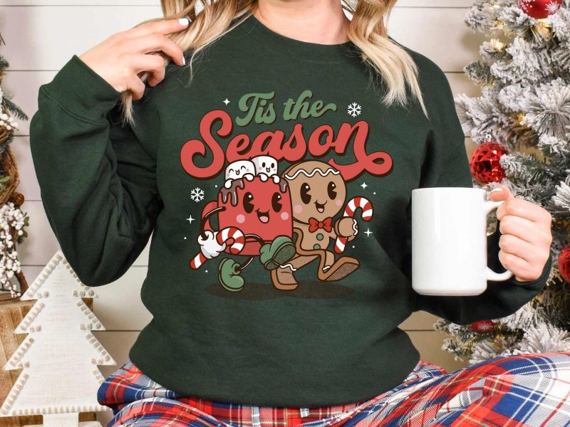 tis the season cocoa mug ginger G180 forest green