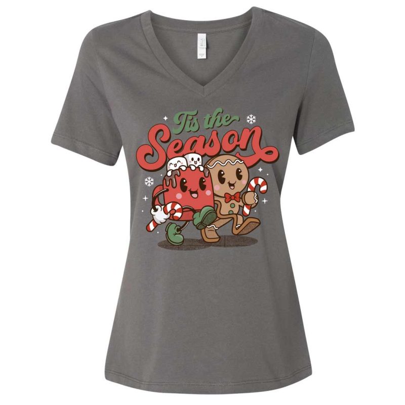 tis the season cocoa mug ginger vneck grey