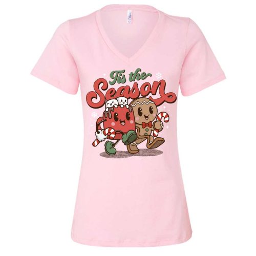 tis the season cocoa mug ginger vneck pink