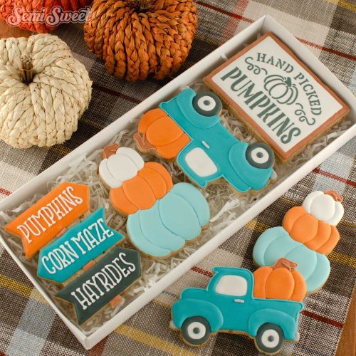 truck with pumpkin cookies box