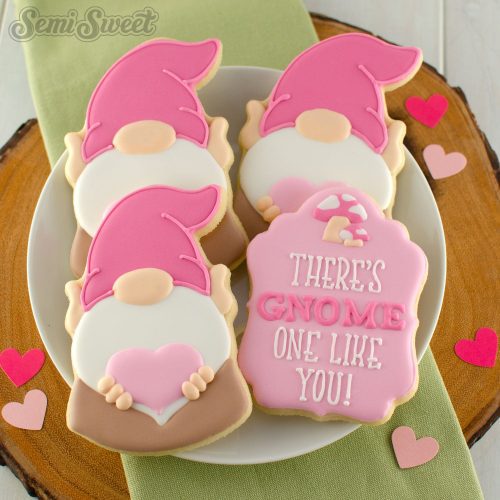 valentine gnome cookies square