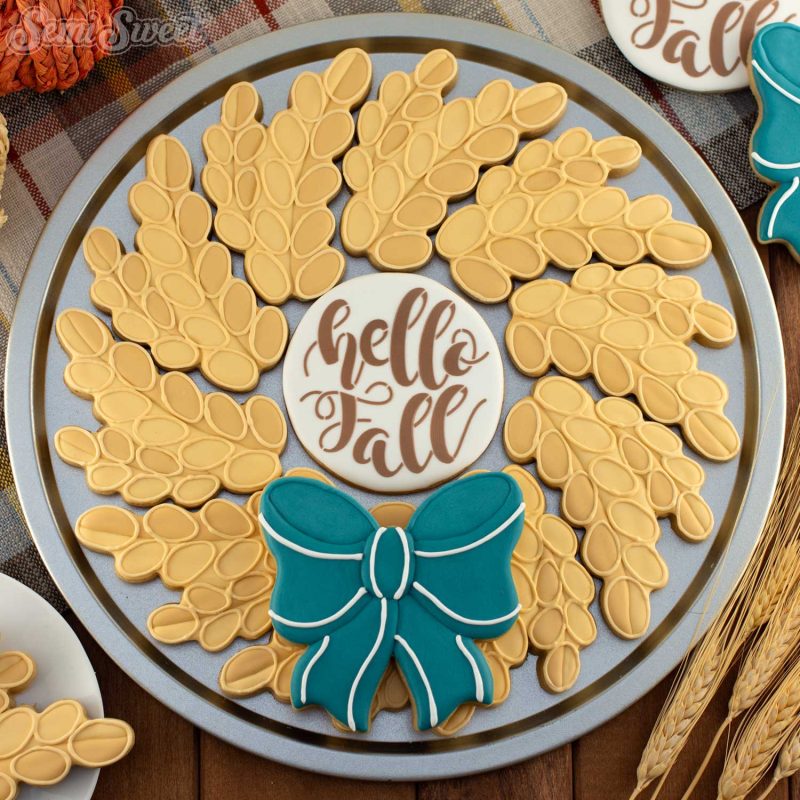 wheat wreath cookie platter square