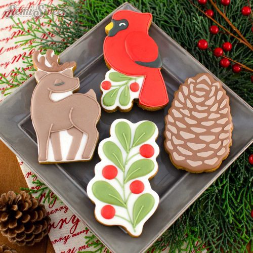 winter woodland cookie set plate