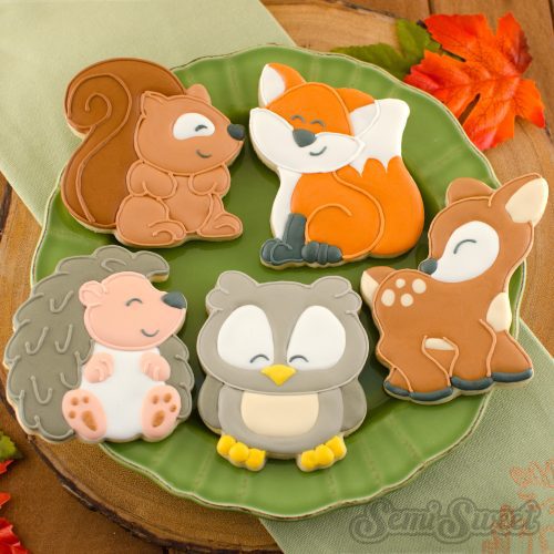 woodland animal cookies square